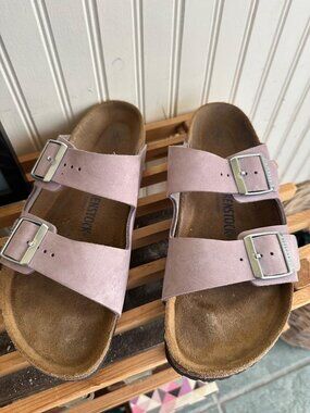 Birkenstock Arizona Soft Footbed Sandals Pink Suede Double Strap Women’s 11
